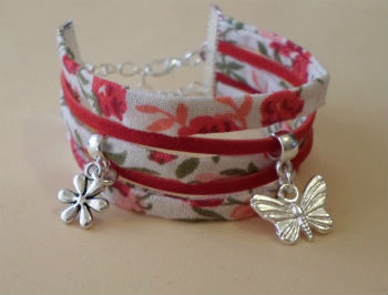 Bracelet manchettes rouge tissu
